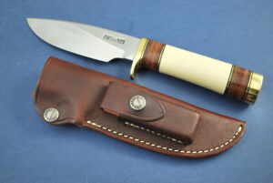 Randall 25 with Ivorite handle carbon steel blade brown leather sheath